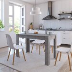 Maisonchic - table de salle � manger, table � d�ner, table de cuisine gris b�ton 120 x 60 x 76 cm agglom�r� ...