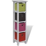 Maisonchic - tagre de rangement, meuble de rangement, meuble tagre et paniers multicolores bois de ...