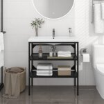Maisonchic - tagre de salle de bain, meuble sous vasque, meuble de salle de bain noir 79x38x83 cm fer ...