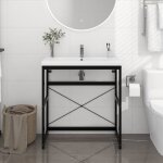 Maisonchic - tag�re de salle de bain, meuble sous vasque, meuble de salle de bain noir 79x38x83 cm fer ...