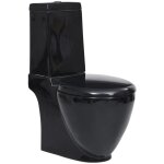 Maisonchic - toilette, pack wc complet en c�ramique ronde �coulement d'eau au fond noir asaf52262 design ...