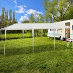 Tonnelle de jardin pliant 3 x 9 m tente de réception imperméable tube métal 8 cordes à vent et 16 piquets ... Tonnelle de jardin pliant 3 x 9 m tente de réception imperméable tube métal 8 cordes à vent et 16 piquets ...
