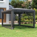 Tonnelle de jardin, tente de reception, pavillon de jardin, tente de f�te avec 4 parois lat�rales en ...
