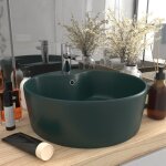 Maisonchic - vasque - lavabo de salle de bain, Évier de luxe avec trop - plein vert foncé mat 36x13cm ... Maisonchic - vasque - lavabo de salle de bain, Évier de luxe avec trop - plein vert foncé mat 36x13cm ...
