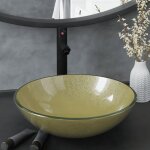 Maisonchic - vasque - lavabo de salle de bain, vier de bain avec robinet et drain  poussoir verre tremp ...