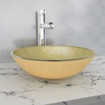 Maisonchic - vasque - lavabo de salle de bain, vier verre tremp 42 cm dor design in173060
