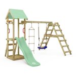 Maisonnette tour de jeux tinyloft avec balan�oire et toboggan, tour d'escalade avec bac � sable, �chelle ...