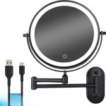 Make up miroir avec �clairage led - 5x agrandissement - mural rond - rasage - salle de bain - douche ...