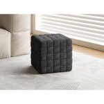 Pouf carr� en velours noir tress� malek