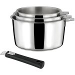 Malice - srie de 3 casseroles 16 / 18 / 20cm inox avec poigne noire