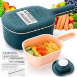 Mandoline multifonctionnelle en acier inoxydable avec r�cipient et panier d'�gouttage, coupe - l�gumes, ...