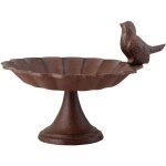 Mangeoire bain d'oiseaux fonte marron rouille jardin