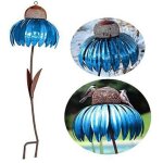 Mangeoire � colibris en m�tal, fleurs tropicales durables, recharge facile, mangeoire � oiseaux sur poteau, ...