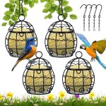 Mangeoires oiseaux, 4pcs m�tal mangeoire oiseaux exterieur avec 4pcs crochets en forme de s, suspendue ...