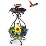 Mangeoire oiseaux exterieur hauteur 79 cm, abreuvoir d'oiseaux sur pied avec jardini�re, lumi�re led ...