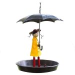 Mangeoire pour oiseaux, parapluie � cha�ne en m�tal suspendu pour l'ext�rieur, mangeoire en m�tal pour ...