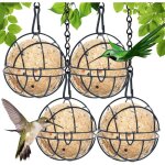 Mangeoires pour oiseaux sauvages, 4pcs mangeoire � oiseaux suspendue � boule, bird feeder pour petits ...