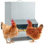 Costway mangeoire poules xxl 22 kg, fixation murale avec couvercle ouvrable, m�tal galvanis�, distributeur ...