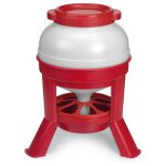 Gaun - mangeoire à trémie volailles plastique avec pieds 20l rouge et blanche Gaun - mangeoire à trémie volailles plastique avec pieds 20l rouge et blanche