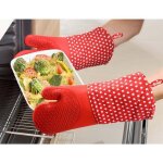 Manique silicone, gant de cuisine, rouge, lot de 2