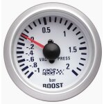 Manometre pression turbo - fond blanc - diametre 52mm