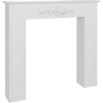 Manteau de chemine style baroque - dim. 101l x 19l x 100h cm - bois de sapin blanc effet vieilli