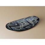 Deco in paris - plateau ethnique en polyr�sine noir et blanc 37 cm maori