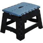 Marchepied pliant en plastique - noir / bleu - h 22 x l 35 cm - livraison gratuite