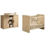 Marco - chambre b�b� lit 60x120cm + meuble � langer aspect ch�ne clair