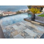 Stone by stone - margelle 3cm basalte - noir - 35x60x3cm bord droit - flamm bross - vendu  l'unit ...