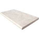 Margelle 3cm travertin 1er choix - crme - angle rentrant 40x3cm bord rond - vieilli - vendu  l'unit ...