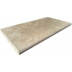 Stone by stone - margelle 3cm travertin 1er choix - mix beige - 40, 6x61x3cm bord rond - vieilli - vendu ...