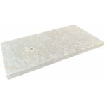Margelle 3cm travertin rustique - mix beige - 33x61x3cm bord droit - vieilli - vendu à l'unité Margelle 3cm travertin rustique - mix beige - 33x61x3cm bord droit - vieilli - vendu à l'unité