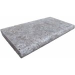 Stone by stone - margelle 5cm travertin 1er choix - silver - 33x61x5cm bord rond - vieilli - vendu à ... Stone by stone - margelle 5cm travertin 1er choix - silver - 33x61x5cm bord rond - vieilli - vendu à ...