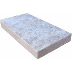 Stone by stone - margelle 8cm travertin 1er choix - silver - 33x61x8cm bord droit - vieilli - vendu à ... Stone by stone - margelle 8cm travertin 1er choix - silver - 33x61x8cm bord droit - vieilli - vendu à ...
