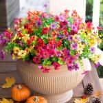 Marguerite artificielle avec feuilles d'eucalyptus pour d�coration de jardin int�rieur et ext�rieur, ...