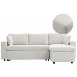 Loungitude - canap d'angle rversible en tissu bouclette blanc - massimo