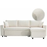 Loungitude - maria - canap d'angle rversible, convertible en velours ctel avec coffre - blanc