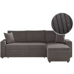 Maria - canap� d'angle r�versible, convertible en velours c�tel� avec coffre - gris fonc�