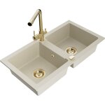 Mario évier de cuisine en granit 2 bacs avec robinet duero, beige - 6504 - 69 - 671600 - 50 - mexen Mario évier de cuisine en granit 2 bacs avec robinet duero, beige - 6504 - 69 - 671600 - 50 - mexen