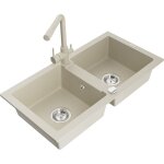 Mario évier en granit 2 bacs avec robinet de cuisine duero, beige - 6504 - 69 - 671600 - 69 - mexen Mario évier en granit 2 bacs avec robinet de cuisine duero, beige - 6504 - 69 - 671600 - 69 - mexen