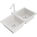 Mario évier en granit 2 bacs avec robinet de cuisine duero, blanc - 6504 - 20 - 671600 - 20 - mexen Mario évier en granit 2 bacs avec robinet de cuisine duero, blanc - 6504 - 20 - 671600 - 20 - mexen