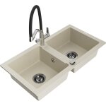 Mario �vier en granit � 2 bacs avec robinet de cuisine duo, beige - 6504 - 69 - 671701 - 07 - b - mexen ...