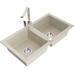 Mario vier en granit  2 cuves avec robinet mlangeur rita, beige - 6504 - 69 - 670300 - 00 - mexen