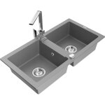 Mario vier en granit  2 cuves avec robinet mlangeur rita, gris - 6504 - 71 - 670300 - 00 - mexen