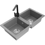 Mario vier en granit  2 cuves avec robinet mlangeur rita, gris - 6504 - 71 - 670300 - 70 - mexen