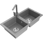 Mario vier en granit  2 cuves avec robinet mlangeur rita, gris - 6504 - 71 - 670300 - 71 - mexen