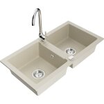 Mario évier en granit à 2 cuves avec robinet mélangeur telma, beige - 6504 - 69 - 670200 - 00 - mexen ... Mario évier en granit à 2 cuves avec robinet mélangeur telma, beige - 6504 - 69 - 670200 - 00 - mexen ...