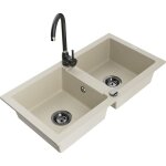 Mario vier en granit  2 cuves avec robinet mlangeur telma, beige - 6504 - 69 - 670200 - 70 - mexen ...