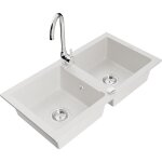 Mario vier en granit  2 cuves avec robinet mlangeur telma, blanc - 6504 - 20 - 670200 - 00 - mexen ...